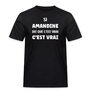 Amandine dit que c’est vrai - T-shirt Workwear homme - noir - Devant - AI Model Male 178 light (178cm)