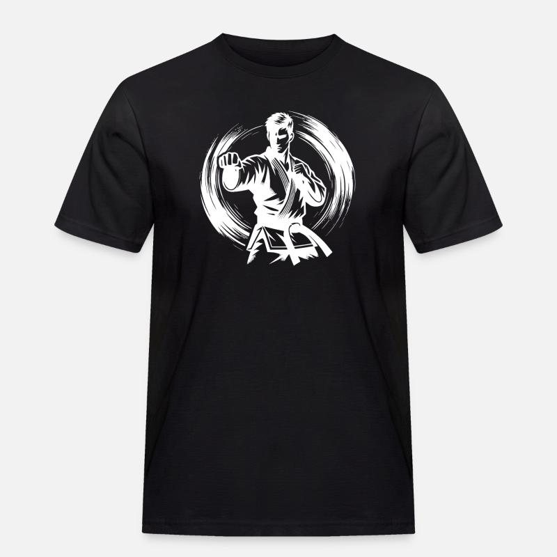 Dynamic Fighting Pose Perfect Karate Silhouette - Men's Workwear T-Shirt - black