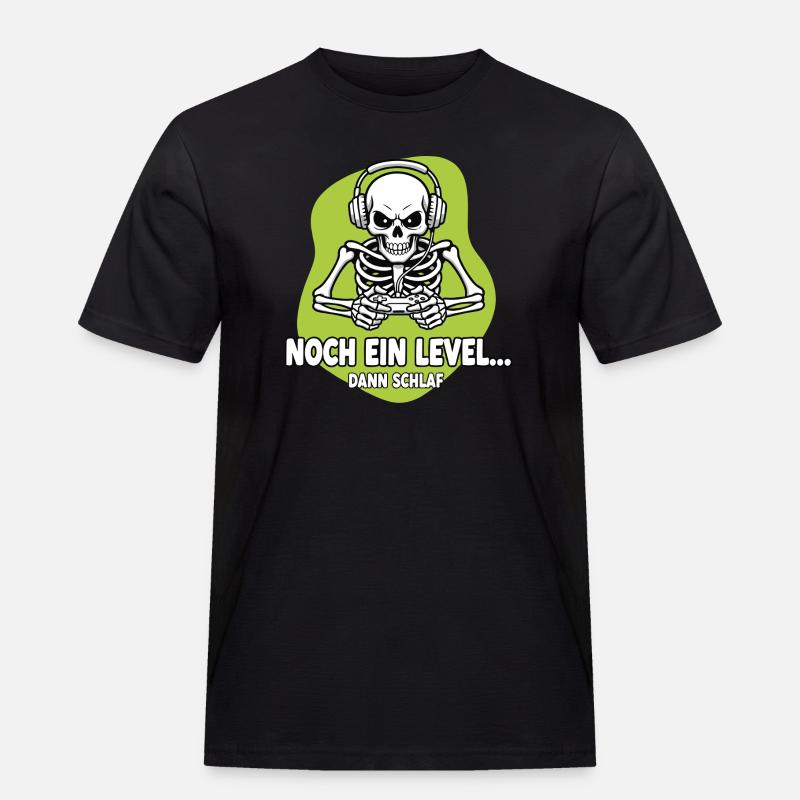 Gamer Skelett Noch Ein Level - Männer Workwear T-Shirt - Schwarz