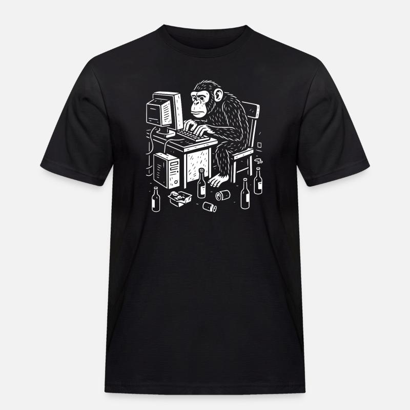 Deskbound Monkey Coder - Men's Workwear T-Shirt - black