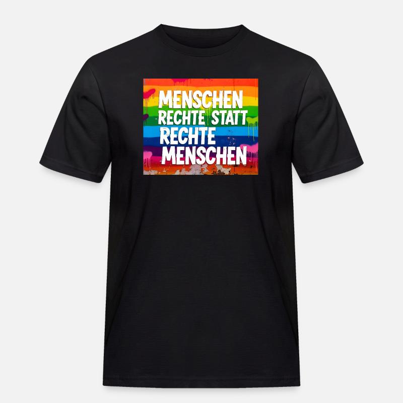 Menschenrechte statt rechte Menschen Statement - Männer Workwear T-Shirt - Schwarz