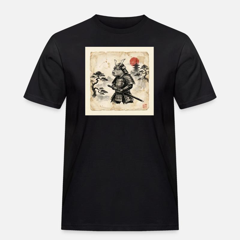 Capybara Samurai Japanischer Krieger - Männer Workwear T-Shirt - Schwarz