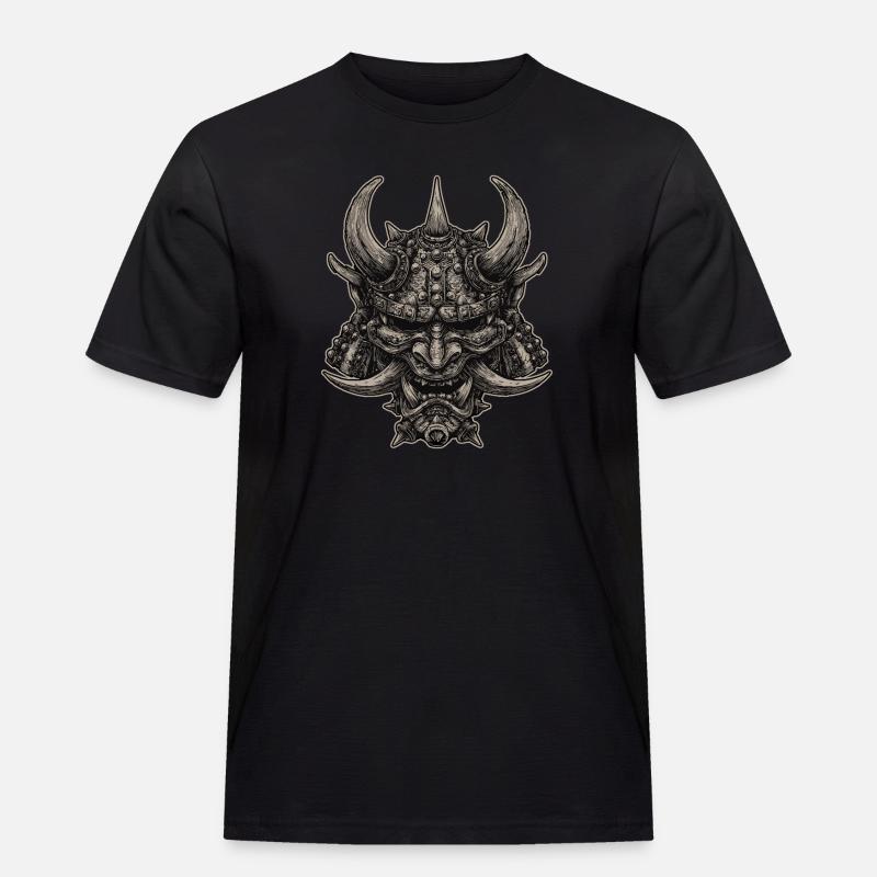 Dämonischer Samurai Helm Oni Maske - Männer Workwear T-Shirt - Schwarz