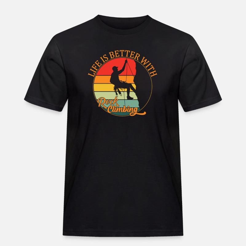 Das Leben ist besser mit Klettern - Männer Workwear T-Shirt - Schwarz