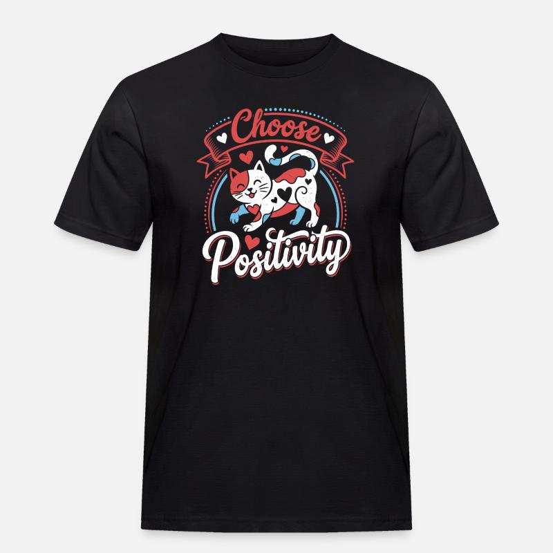 Choose Positivity Cat - Männer Workwear T-Shirt - Schwarz