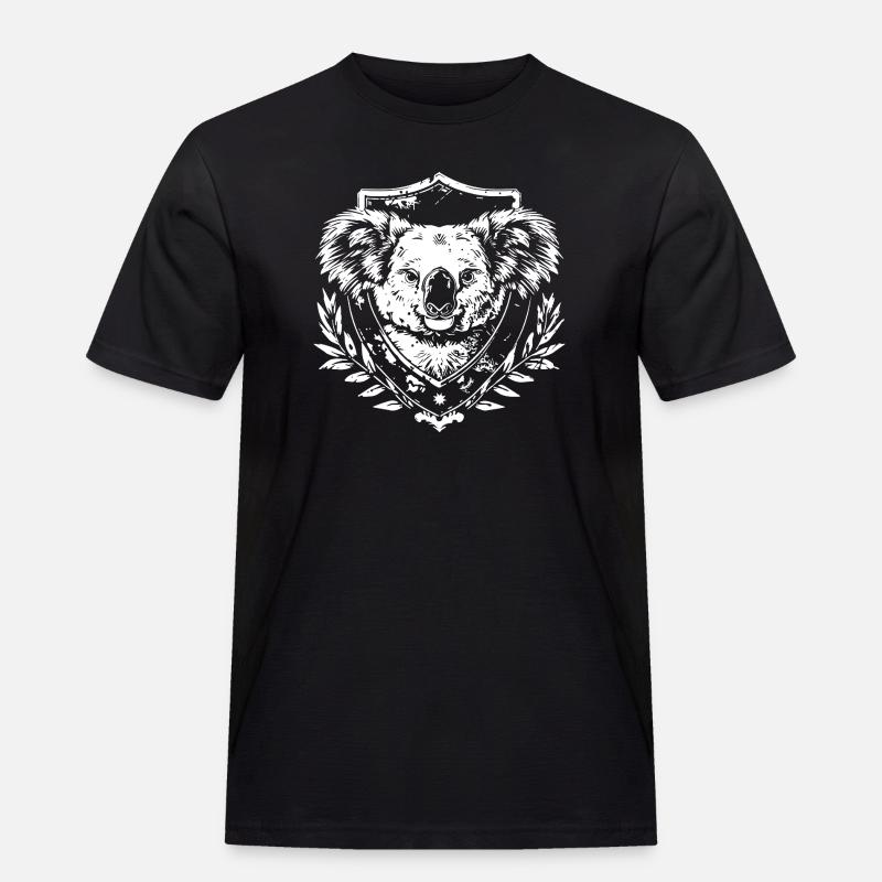 Koala Wappen Siegeldesign - Männer Workwear T-Shirt - Schwarz
