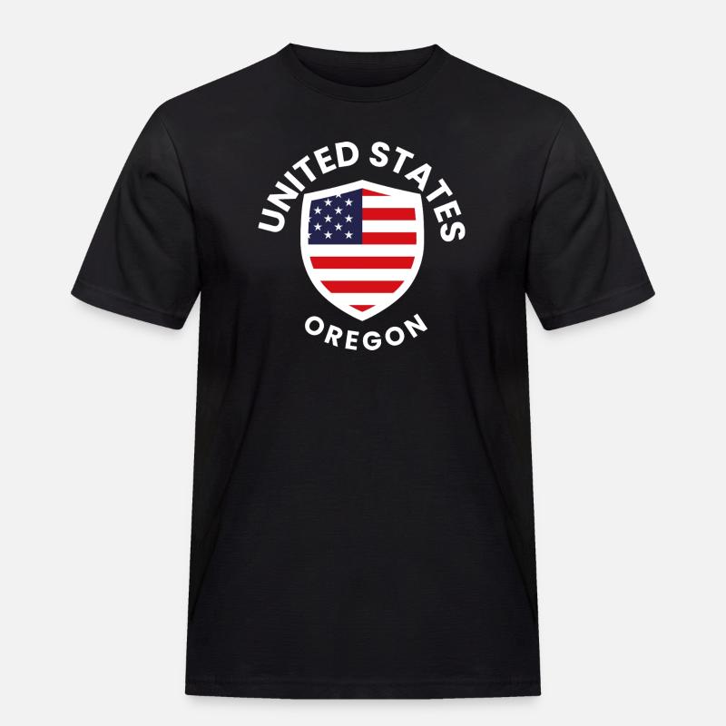 Oregon Shield mit US-Flagge - Männer Workwear T-Shirt - Schwarz