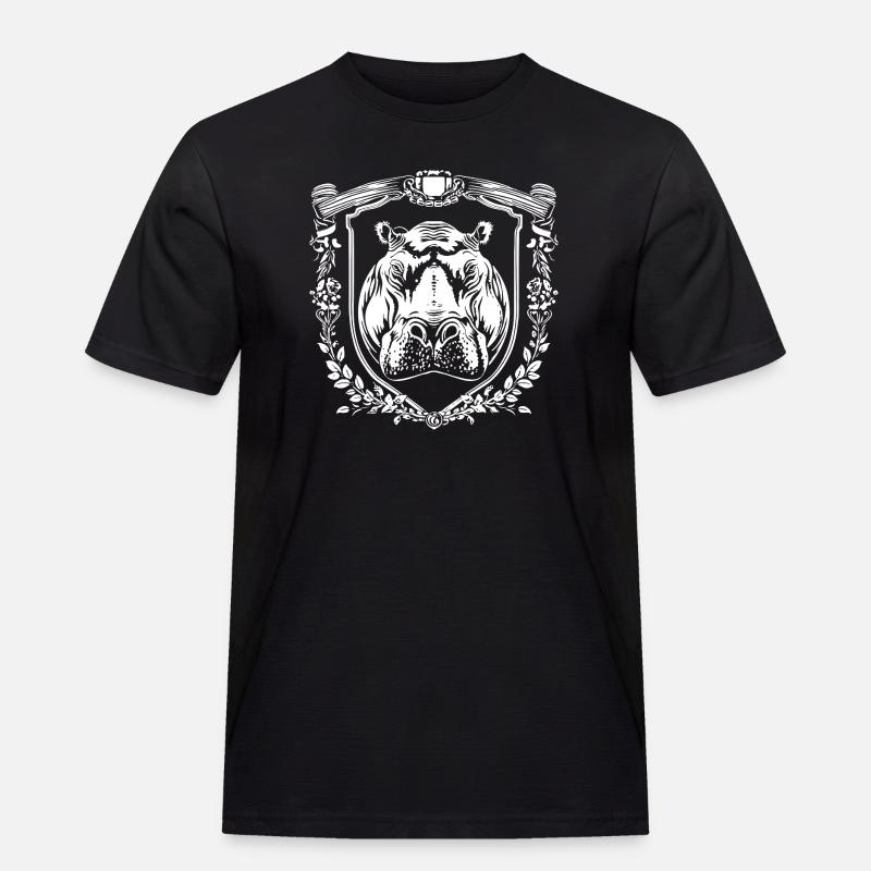 Nilpferd Wappen - Männer Workwear T-Shirt - Schwarz