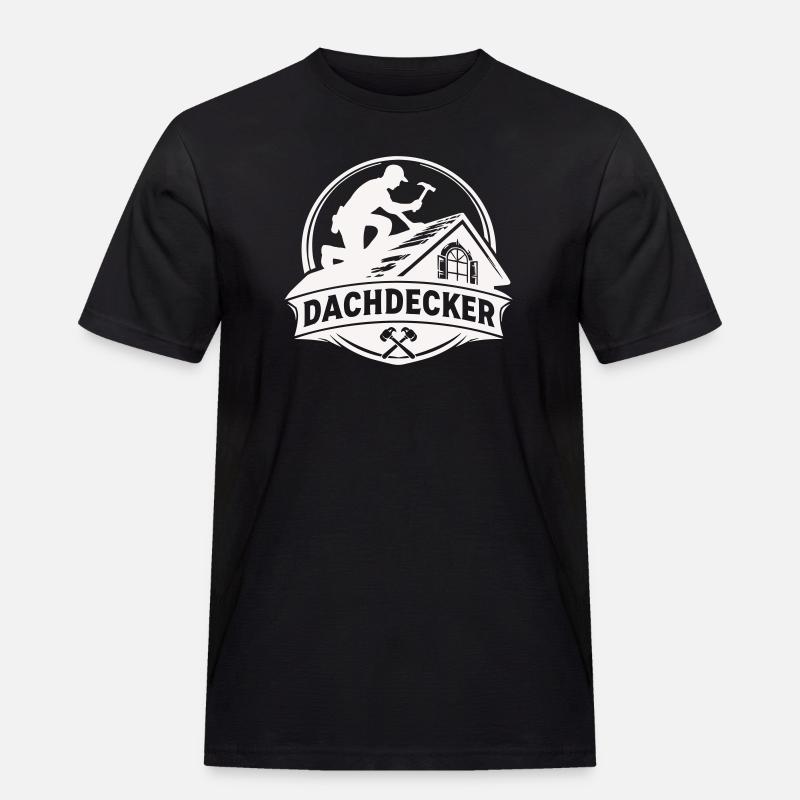 Dachdecker Handwerk Logo Motiv - Männer Workwear T-Shirt - Schwarz
