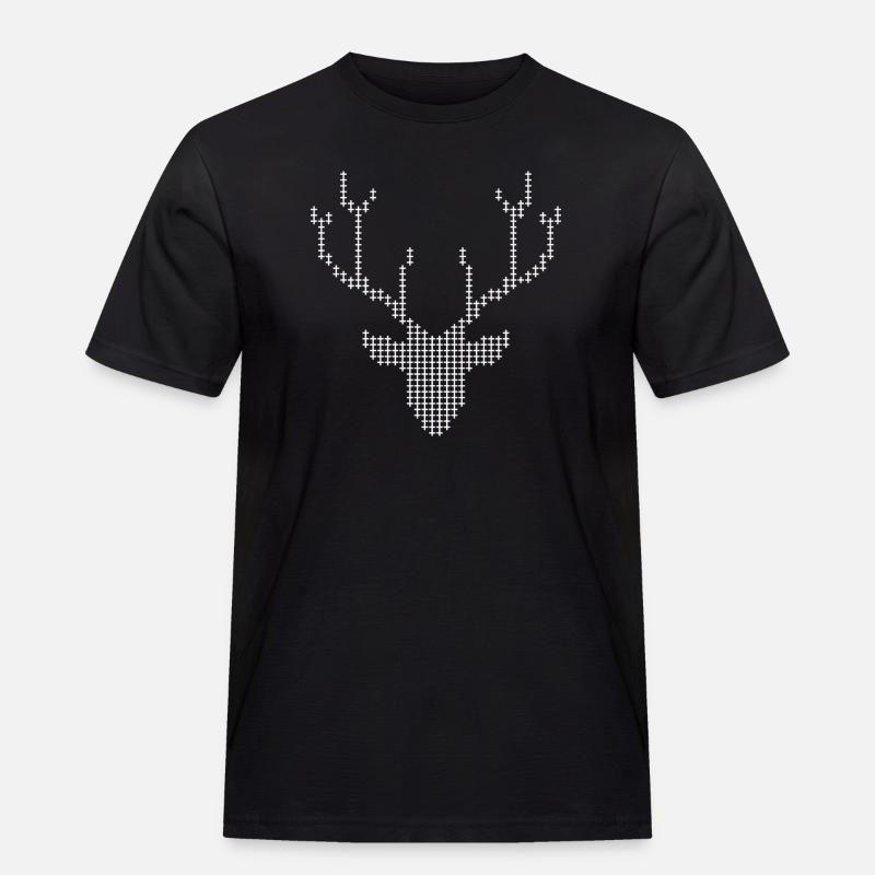 Pixel Deer-Geweihe - Männer Workwear T-Shirt - Schwarz
