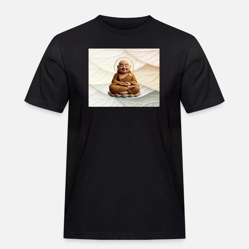 Buddha on leaf pattern - Men's Workwear T-Shirt - black