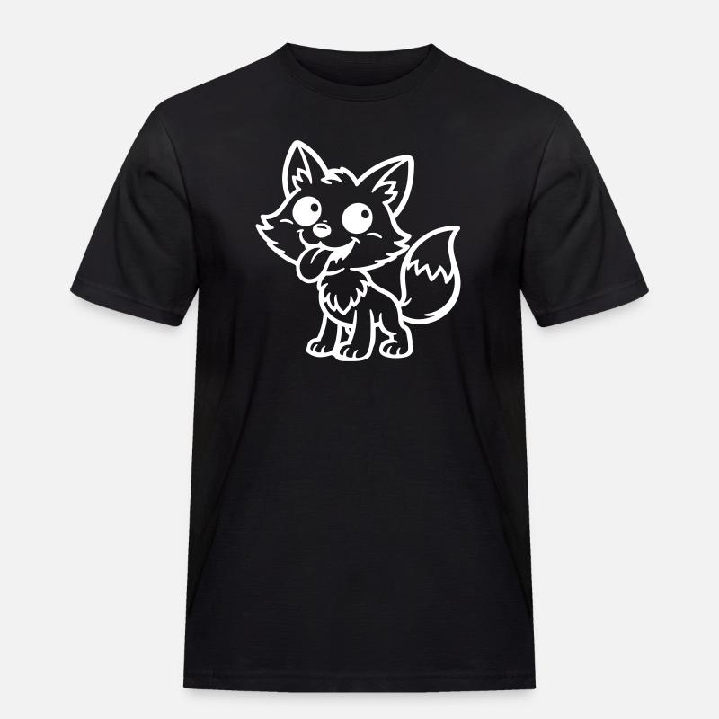 Fuchs Comic Lustig - Männer Workwear T-Shirt - Schwarz