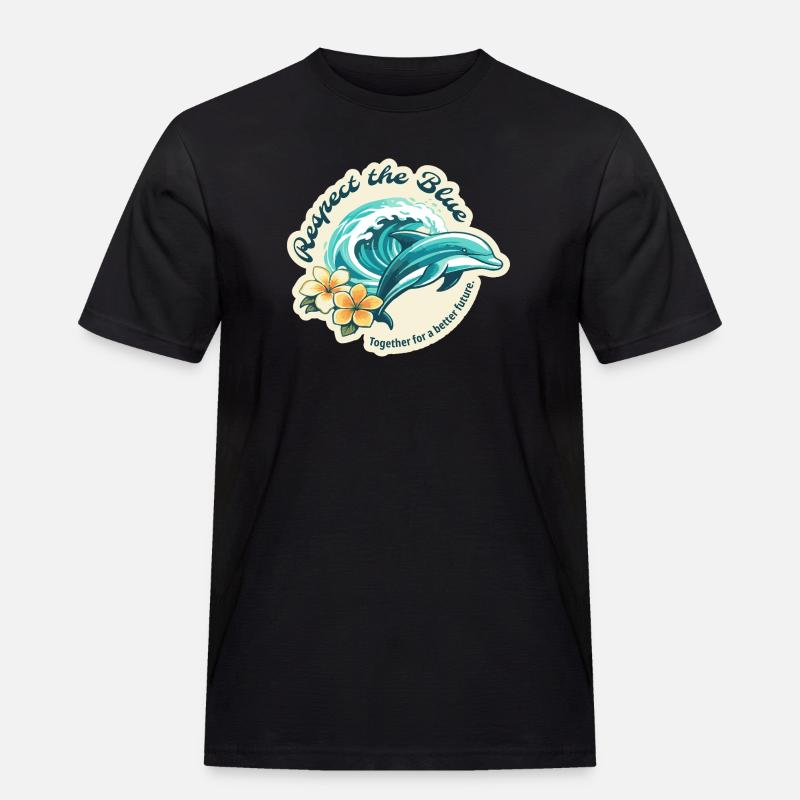 Protect the Blue - Delfin - Männer Workwear T-Shirt - Schwarz