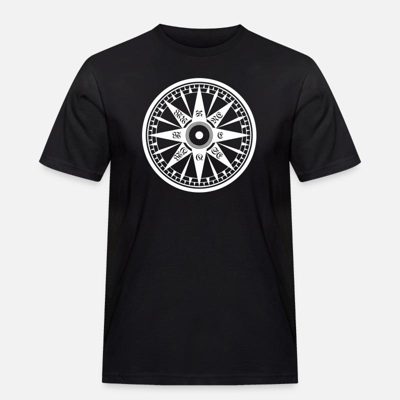 Kompass / Compass – Windrose, Schiffskompass - Männer Workwear T-Shirt - Schwarz