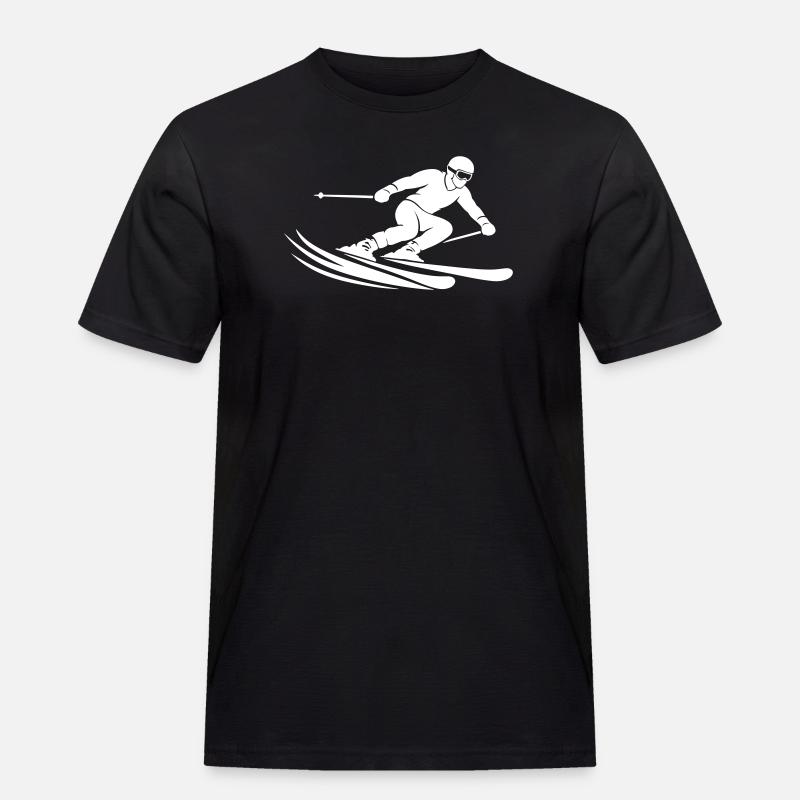 Ski Silhouette - Männer Workwear T-Shirt - Schwarz