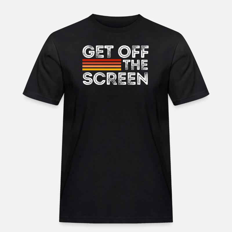 Runter vom Bildschirm - Männer Workwear T-Shirt - Schwarz