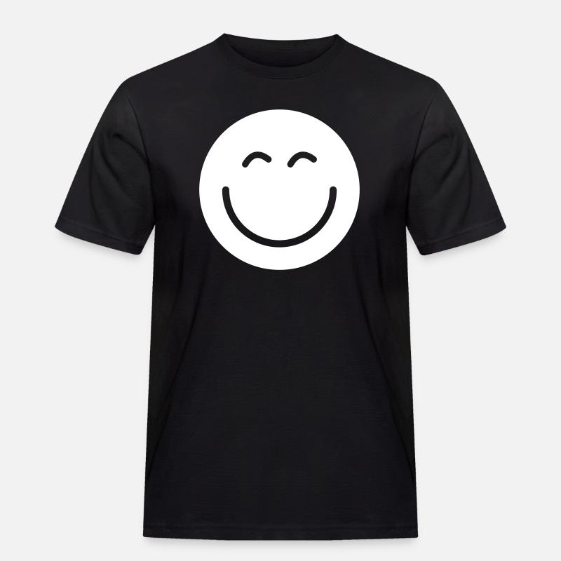 Smiley lächle gute Laune - Männer Workwear T-Shirt - Schwarz