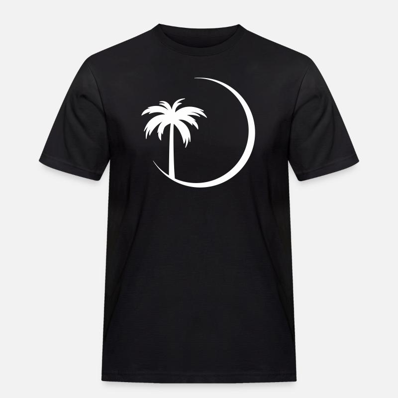 Palm tree in circle silhouette - Men's Workwear T-Shirt - black