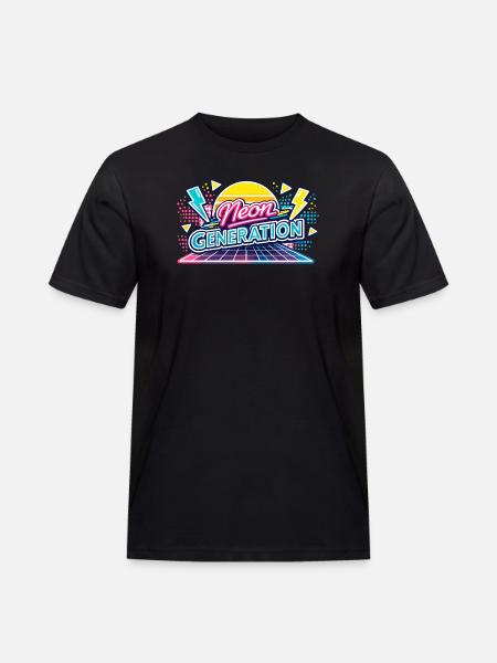 Neon Generation Retro-Vibe - Männer Workwear T-Shirt - Schwarz