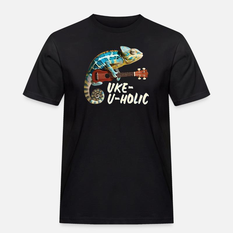 Chamäleon Uke-u-holic - Männer Workwear T-Shirt - Schwarz