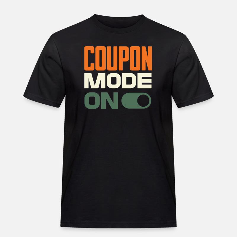Coupon Mode On – Schnäppchenjäger Retro Design - Männer Workwear T-Shirt - Schwarz