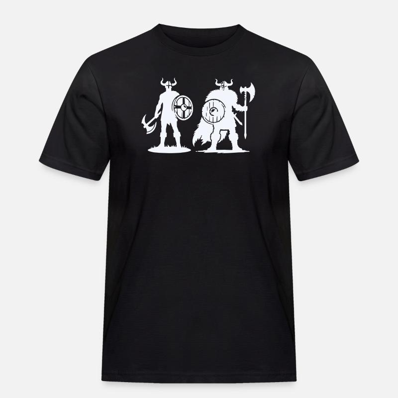 Wikinger-Duo: Schild & Beil im Schatten - Männer Workwear T-Shirt - Schwarz
