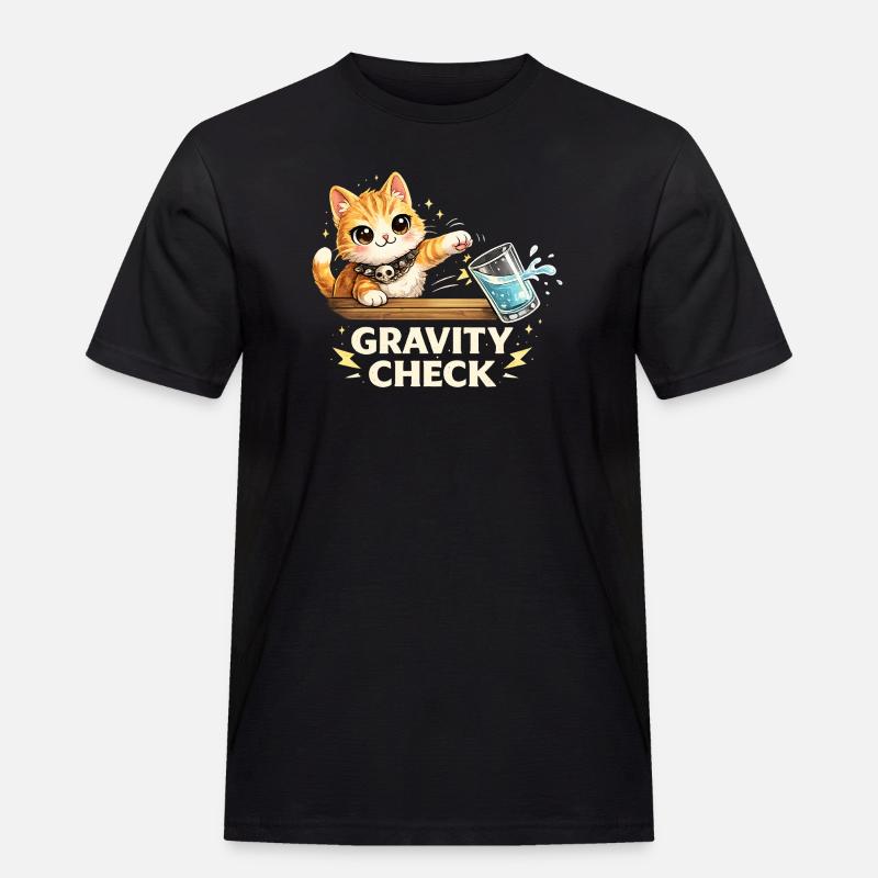 Déclaration drôle de chat Gravity Check - T-shirt Workwear homme - noir