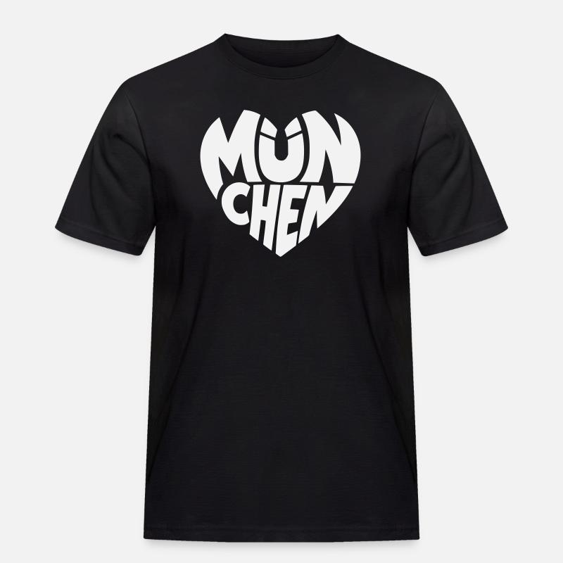 München Herzlogo Typografie - Männer Workwear T-Shirt - Schwarz