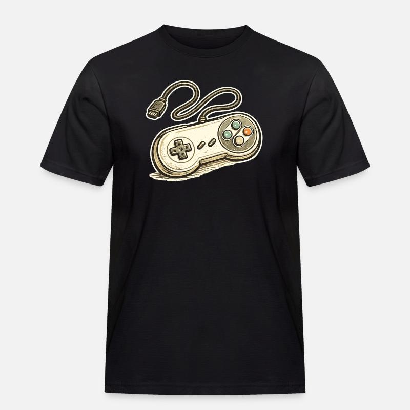 Retro Spielcontroller Grafik - Männer Workwear T-Shirt - Schwarz