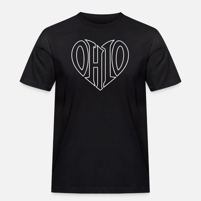 Ohio Herz Typo Emblem - Männer Workwear T-Shirt - Schwarz