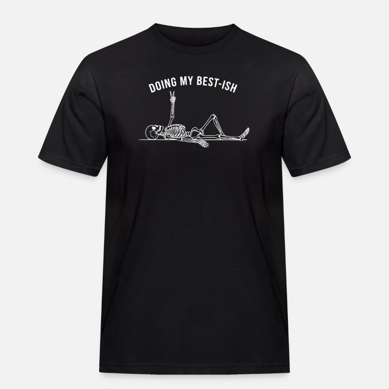 Doing My Best-Ish Skeleton - Männer Workwear T-Shirt - Schwarz