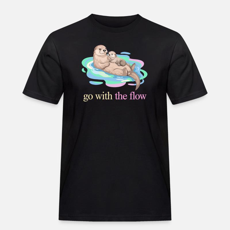 Nimm das Flow Otter Duo - Männer Workwear T-Shirt - Schwarz