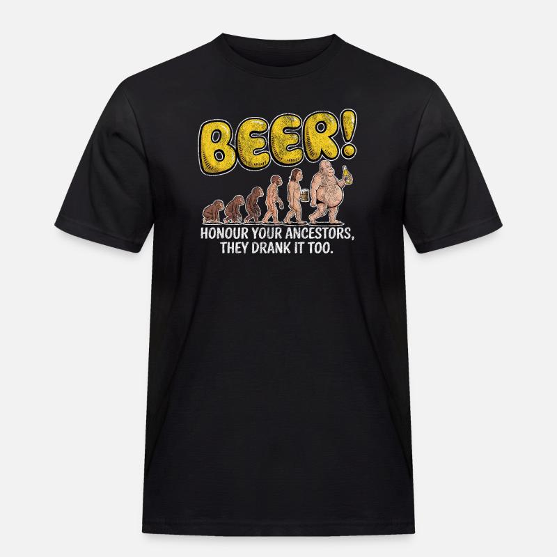 Evolution Beer Lustiges Witziges Bier - Männer Workwear T-Shirt - Schwarz