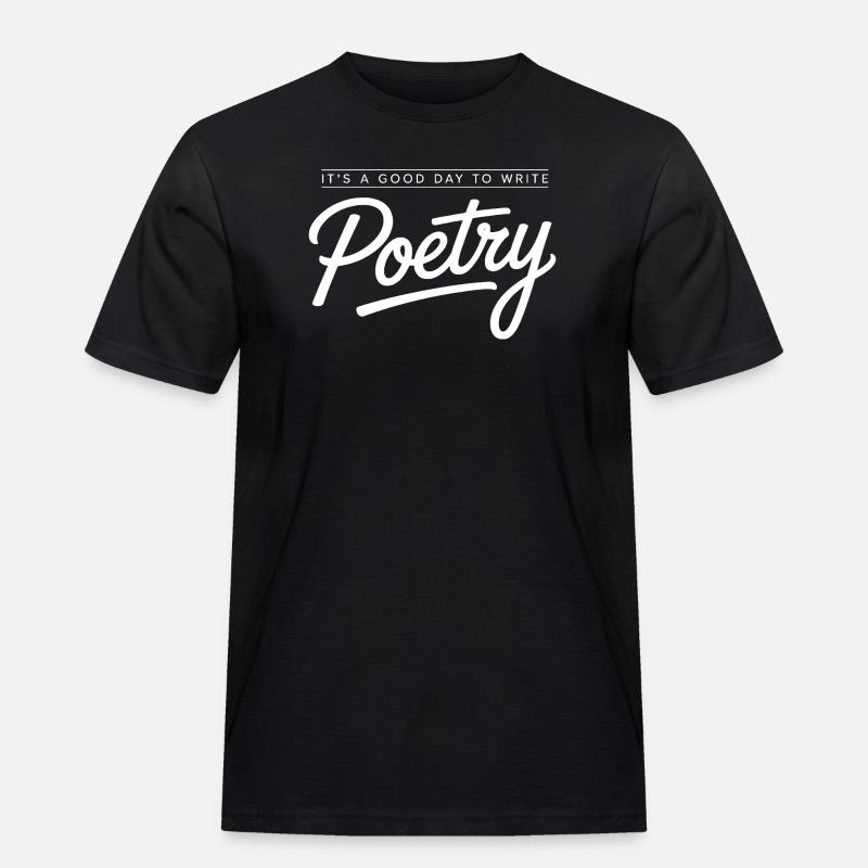 Poetry Script Monochrome Tee - Men's Workwear T-Shirt - black