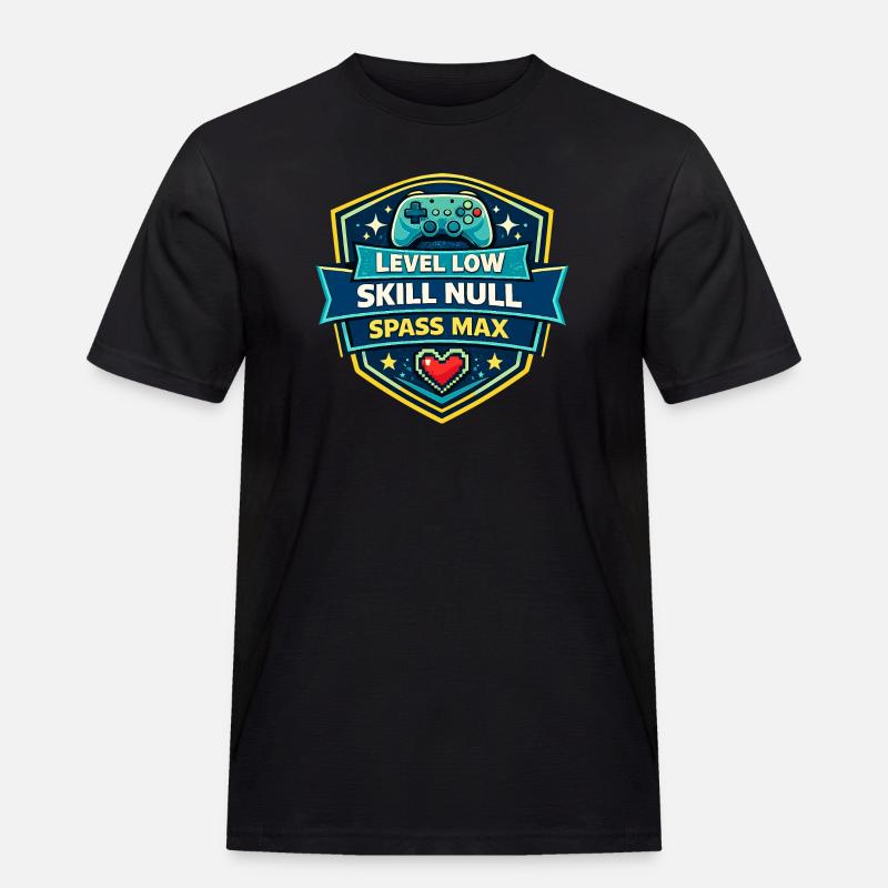 Level Low Skill Null Spass Max - Männer Workwear T-Shirt - Schwarz