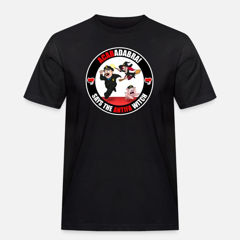 Die Antifa-Hexe – Polizei - Männer Workwear T-Shirt - Schwarz