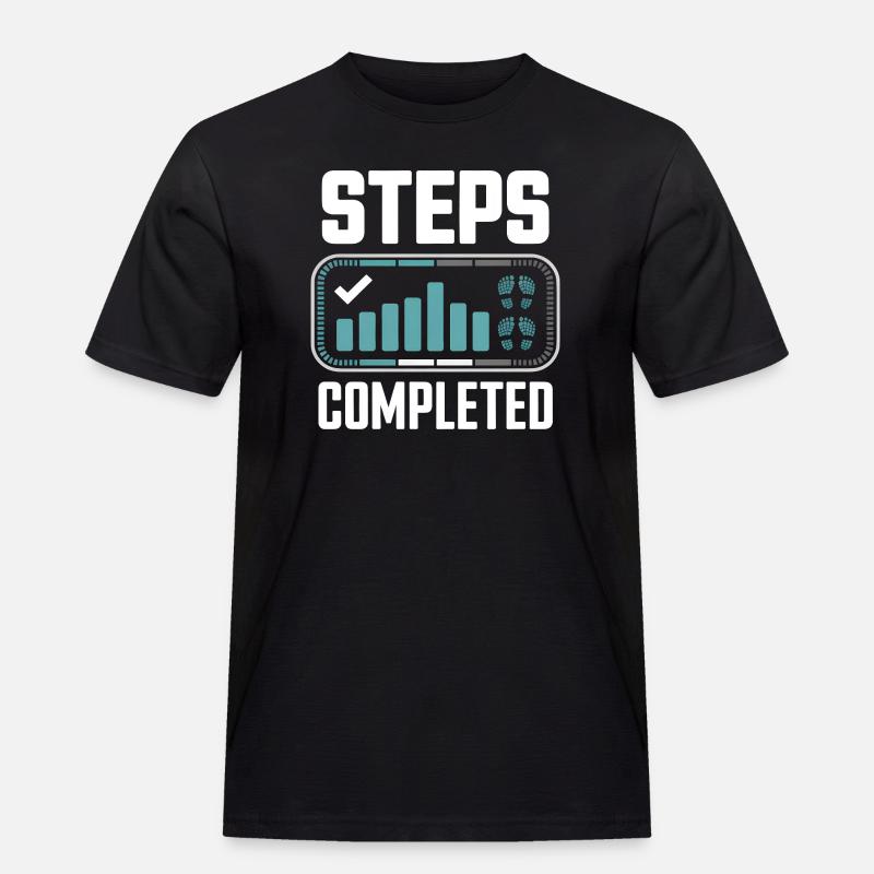 Steps Completed 10000 Schritte - Männer Workwear T-Shirt - Schwarz