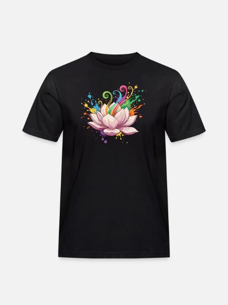 Leuchtende Lotusfarben Explosion - Männer Workwear T-Shirt - Schwarz
