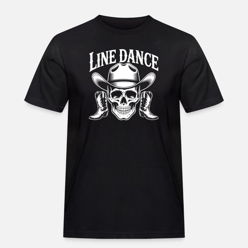 Teschio da Danza in Linea con Cappello da Cowboy - Maglietta da lavoro per uomo - nero