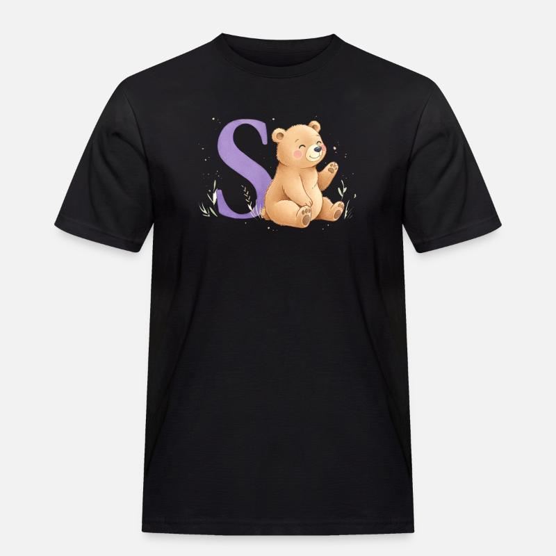 S Bär Alphabetsbild mit Teddybär - Männer Workwear T-Shirt - Schwarz