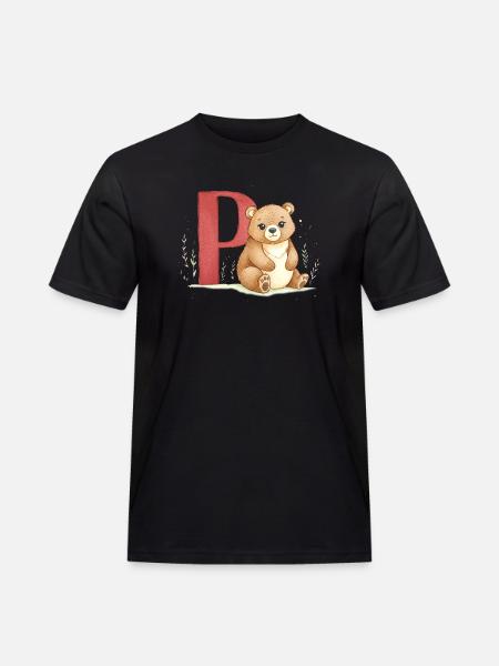 Bear with letter P - Men's Workwear T-Shirt - black