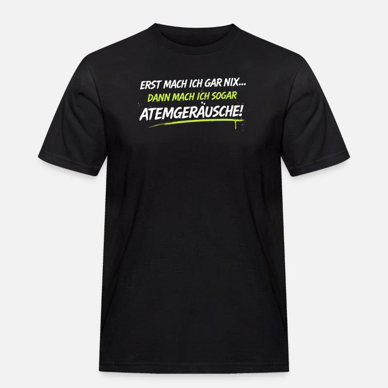 Atemgeräusche Neon-Spruch - Männer Workwear T-Shirt - Schwarz