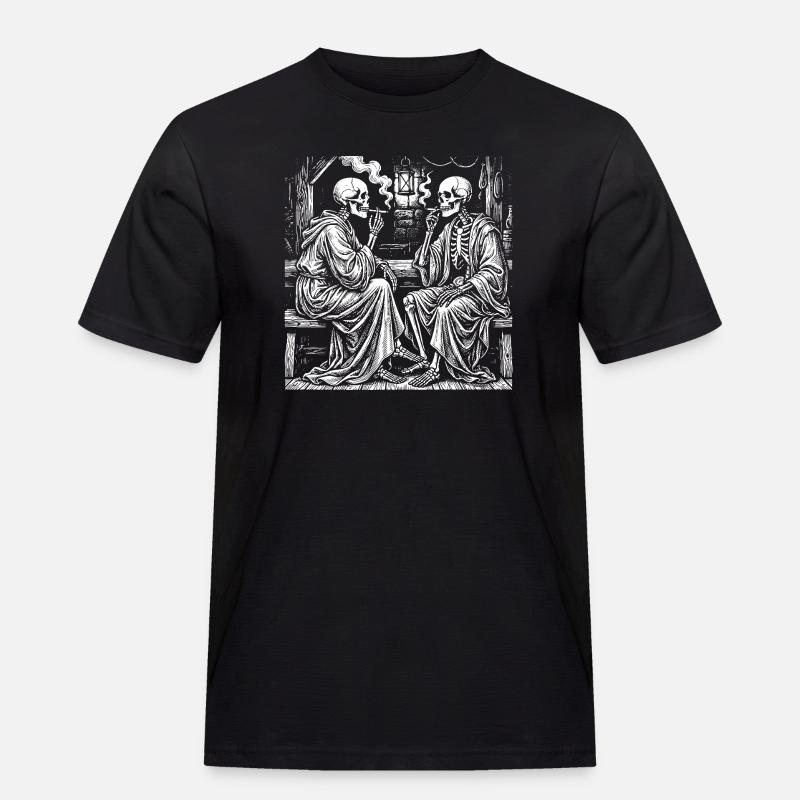 Mitternachts Skeletttee-Chat - Männer Workwear T-Shirt - Schwarz