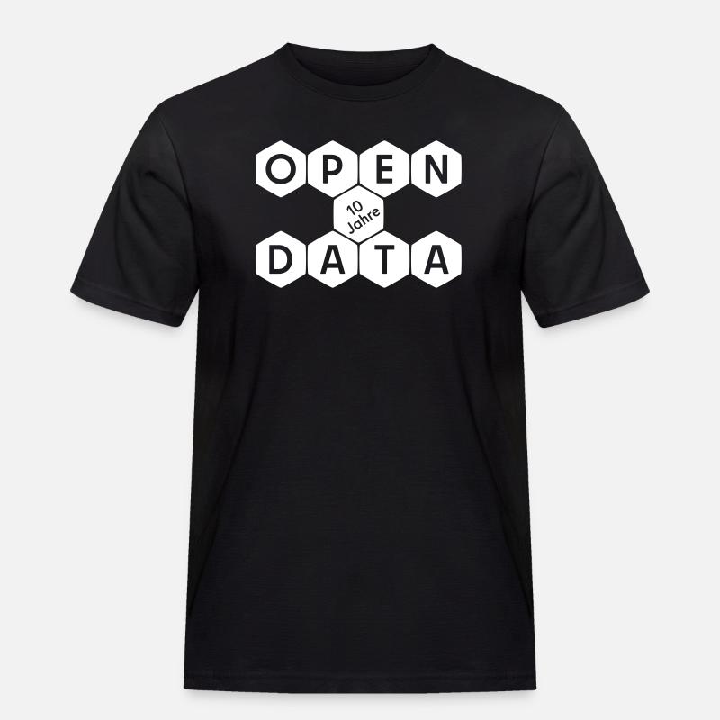 Open Data 10 Jahre Jubiläum (hell) - Männer Workwear T-Shirt - Schwarz