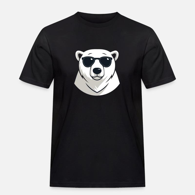 Eisbär mit dunkler Brille - Männer Workwear T-Shirt - Schwarz
