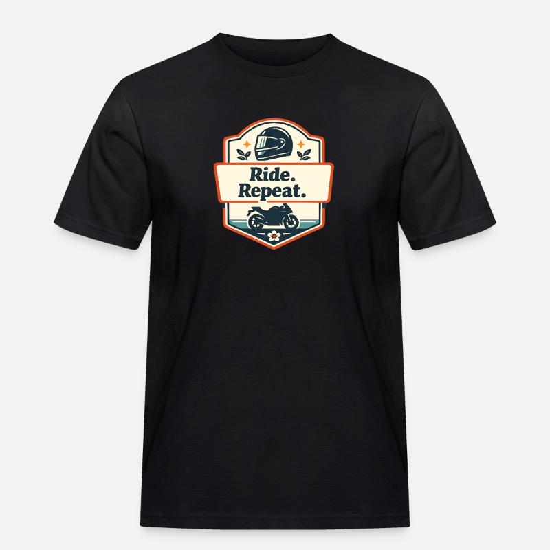 Ride. Repeat. Motorrad-Statement - Männer Workwear T-Shirt - Schwarz
