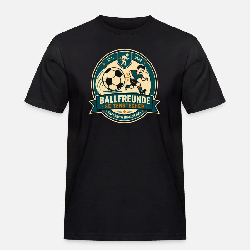 Ballfreunde Seitenstecher - Männer Workwear T-Shirt - Schwarz