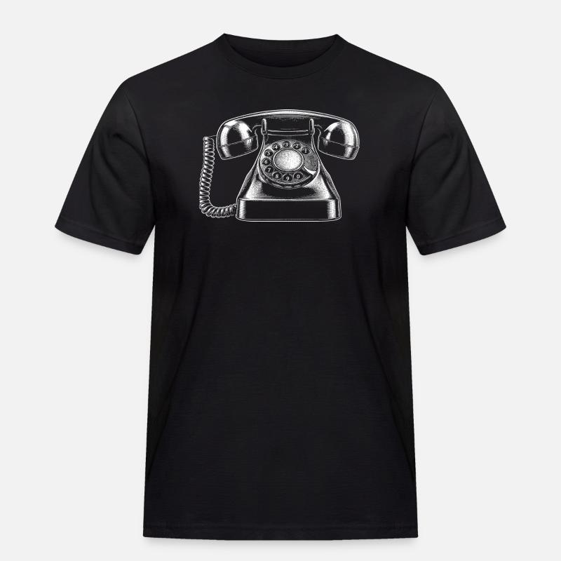 Telefon - Männer Workwear T-Shirt - Schwarz