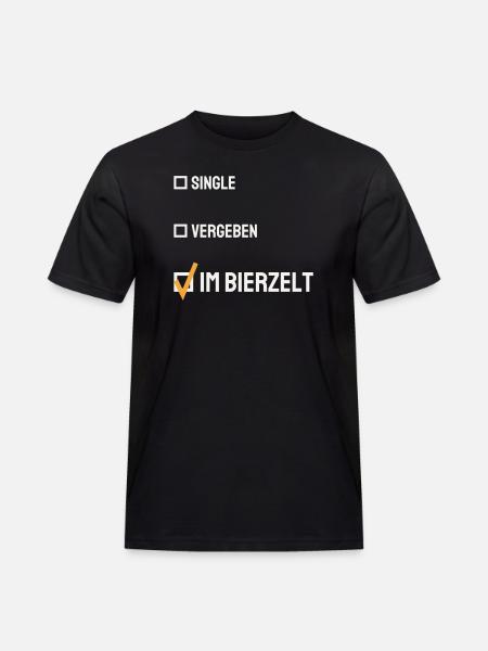Single Vergeben im Bierzelt – Lustiger Spruch - Männer Workwear T-Shirt - Schwarz