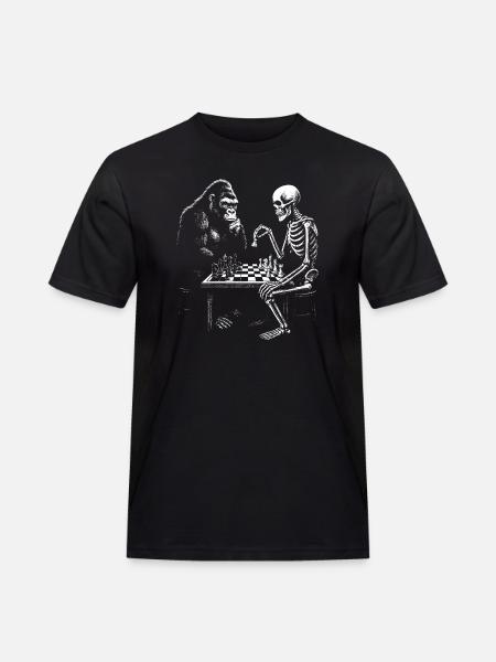 Gorilla-Skelett-Schachduell - Männer Workwear T-Shirt - Schwarz